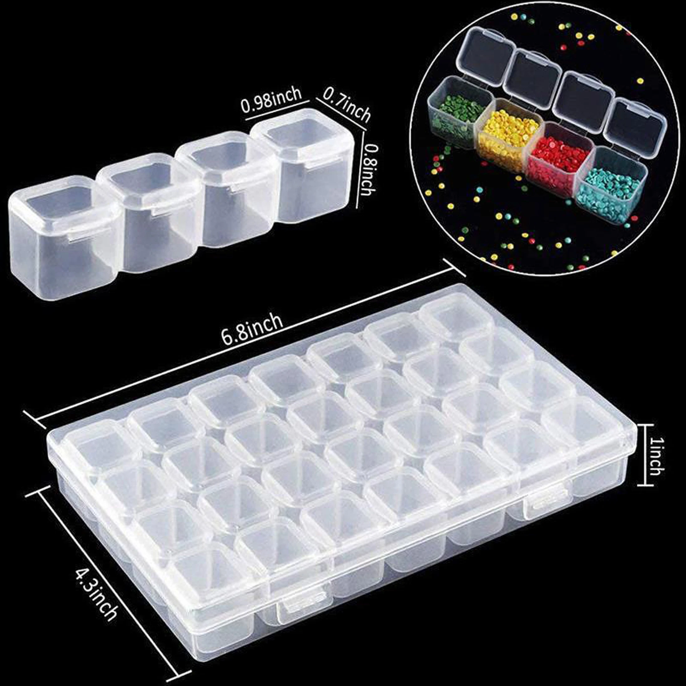 28 Grid Diamond Painting Rhinestone Storage Box, Transparent Plastic Storage Box, Used for embroidery Accessories and DIY Craft