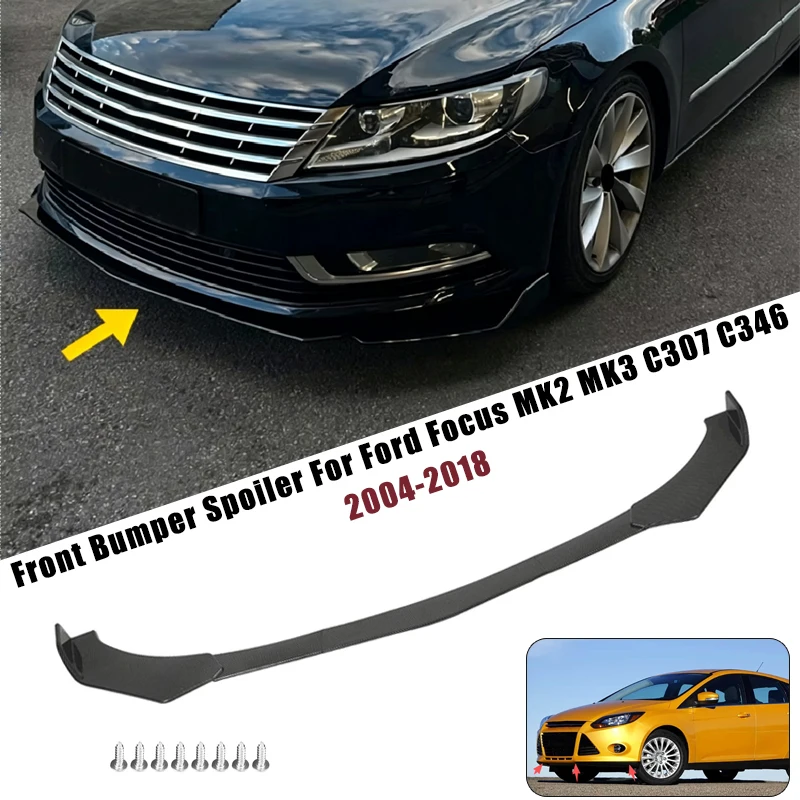 Sport Front Bumper Splitter Spoiler Lip For Ford Focus MK2 MK3 C307 C346 2004-2018 5Pcs Adjustable Sectional Car Tuning Body Kit