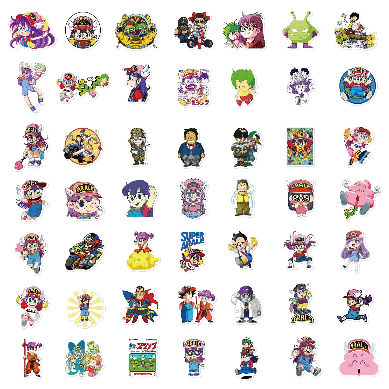 50pcs Cartoon Cute Arale Stickers Kawaii Graffiti Decals For Laptop Luggage Skateboard Phone Vinyl Waterproof Kids Stickers