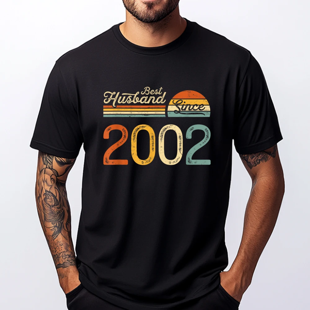 

22nd Wedding Anniversary Best Husband Since 2002 22 Years Mens Clothing Plus Size Female SOFT Men's Cotton T-Shirt