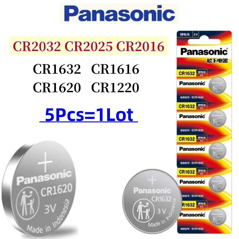 5Pcs Original Panasonic CR2032 battery CR2025 CR2016 Batteria CR1632 CR1220 CR1616 CR1620 CR2450 CR2430 CR 2032 Lithum Batteria