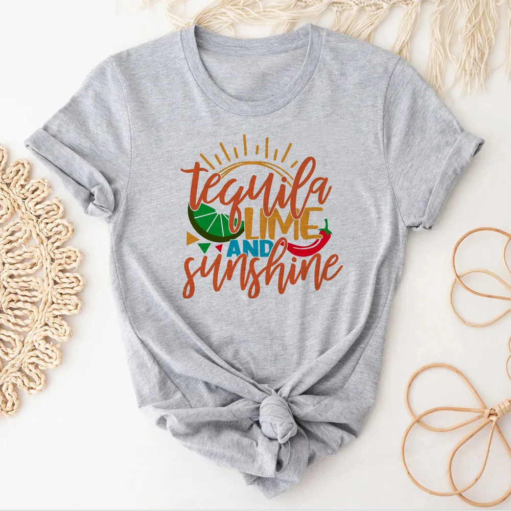 قميص Tequila Lime and Sunshine للسيدات لثقافة البوب ملابس الشارع الشهير تي شيرت kawaii جرافيك قابل للتنفس قوطي ملون عصري