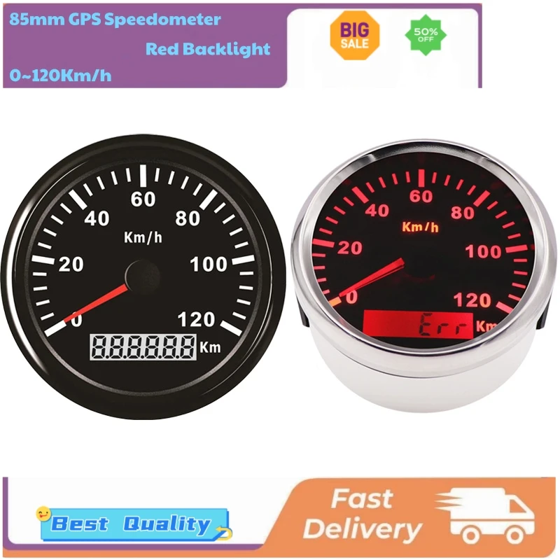 

85mm GPS Speedometers 0-120Km/H Marine Speed Indicators Gauges 9-32v with GPS Antenna for Auto Motorcycle Truck Boat Vessel
