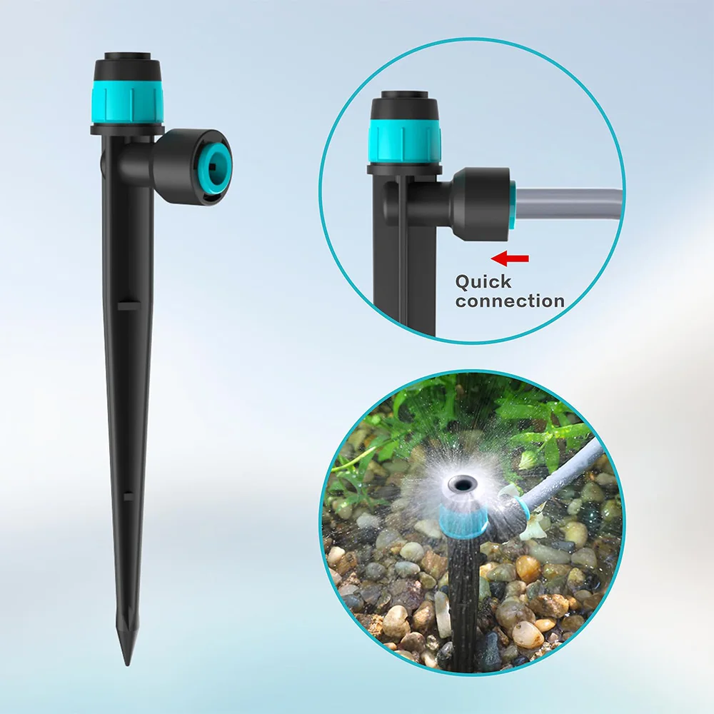 9/12mm PE Hose 360° Adjustable Sprinkler Tee Quick Connect Drip Watering Sprayers 3/8