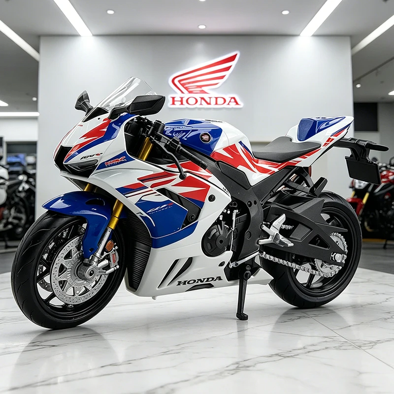NEUES 1/12 HONDA CBR1000RR FireBlade Legierungs-Motorradmodell Sammlerstück mit Stoßdämpfer Offroad-Motorradmodell