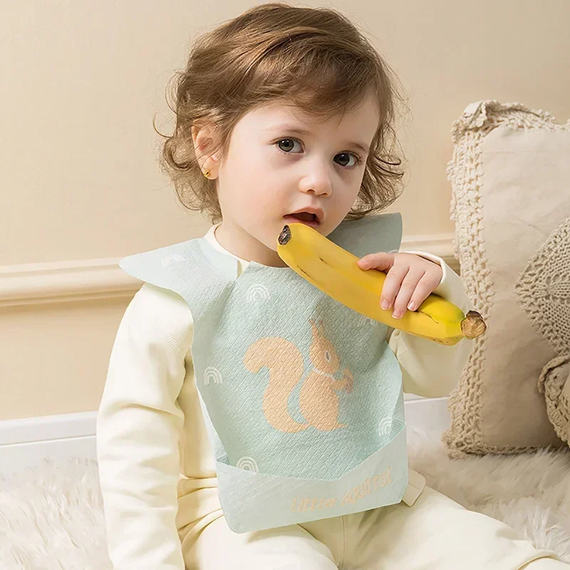 Infant Waterproof Print Bib Super Soft Saliva Pockets Children\'s Complementary Food Rice Bibs Burp Cloths Baby Items