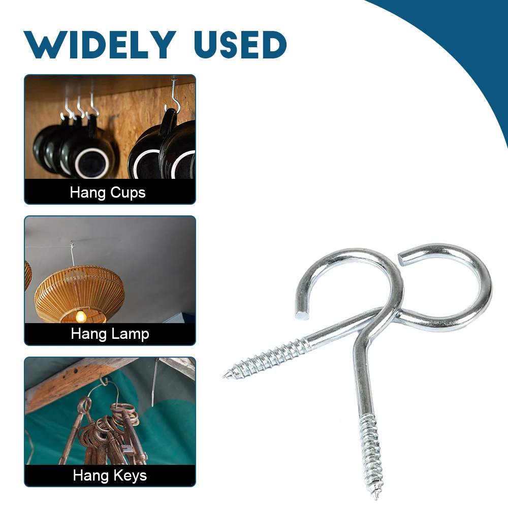 HOWSHENG Opening Sheep Eye Lamp Hook Screws Question Mark Hooks 3# 4# 5# 6# 8# 9# 10# Blue Zinc Plated Self-tapping Hooks Screw