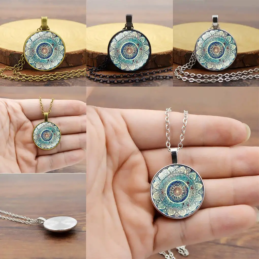 Non-toxin Alloy Made Necklace Skin-friendly And Odorless Glass Mandala Dome Necklace Necklace