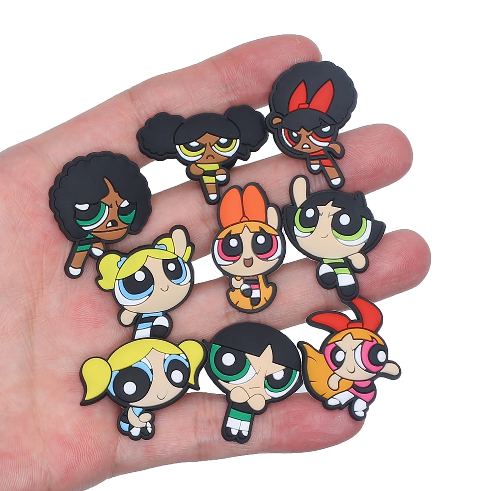 The Powerpuff Girls Cartoon shoe Charms Kids Accessories Coraline DIY Fit Clogs PVC Shoe Decorations Buckle X-mas Gifts image 3