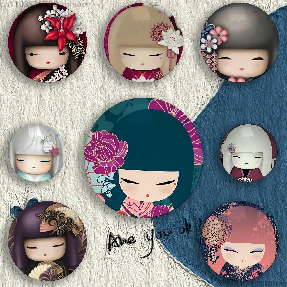 

Cute Japanese Girl Face 32/44/58mm Handmade Pins Round Brooch Badge Backpacks Clothes Jewelry Gifts