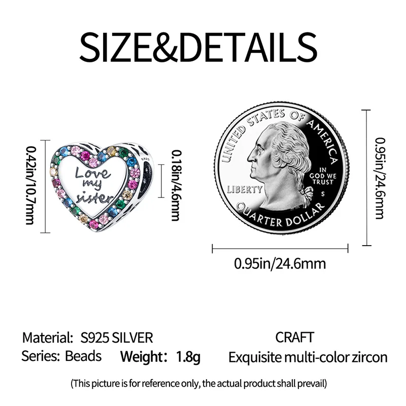 New In Silver Color Love Zircon Heart Series Beads Fit Pandora Bracelet DIY Charm Pendant Woman Jewelry Hot Sale