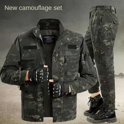 Spring And Autumn Thin Mesh Waterproof Camouflage Suit Men's Suit Outdoor Sports Casual Work Clothes Fashion Big Pocket