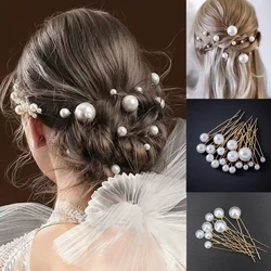 Pearls Hairpins Bridal Headdress Women U Shape Hair Clip Pins Wedding Hair Sticks Bride Hair Accessories Gifts Wholesale