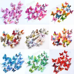 12Pcs Wall Sticker Set 3D Butterfly Color Red Blue Green White Birthday Party Baby Shower Wedding Kids Room Decoration 1Set