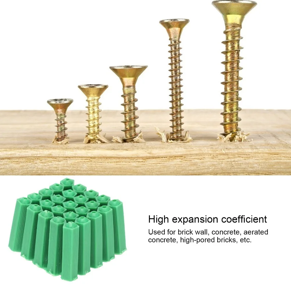 100pcs Durable Multi-Pack Drywall Plugs Green 1/4