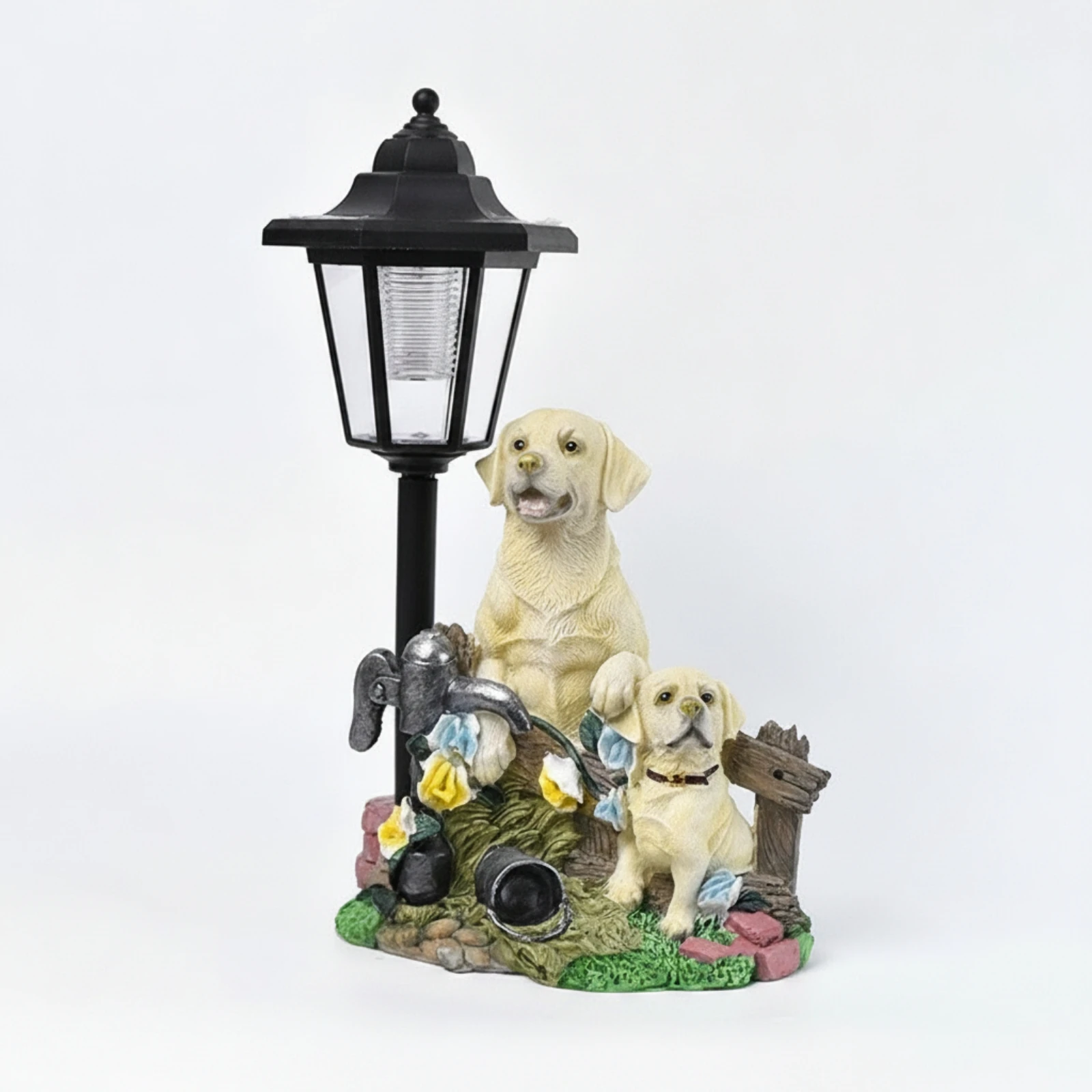Dog Statue with Solar Lantern Automatic Solar Light with Dog Figurine Lawn Ornament Sturdy Yard Ornament Year-Round for Pathway view 2