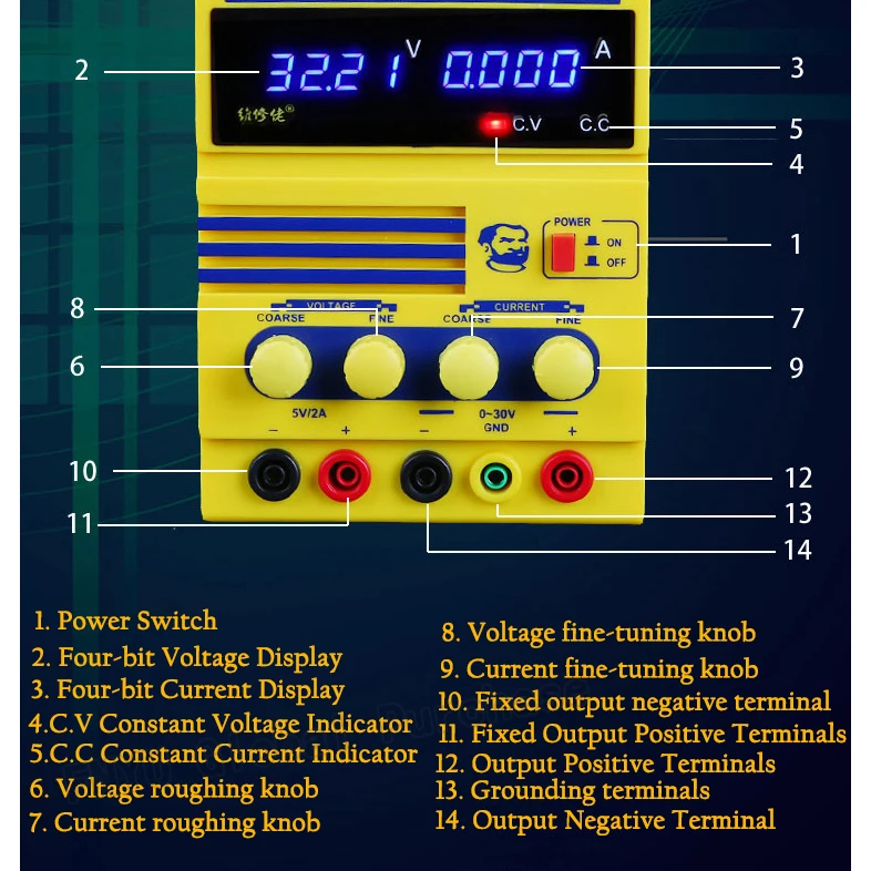 MECHANIC DT30P5 DC regulated power supply Power 4 bit digital display Adjustable 0-30V 0-5A Laboratory Test Power Supply