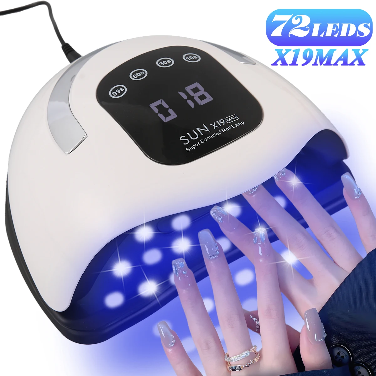 SUN X19 MAX UV LED Nail Drying Professional UV Nail Dryer Light for Gel Nails 72 Beads Fast Curing Gel Polish Lamp