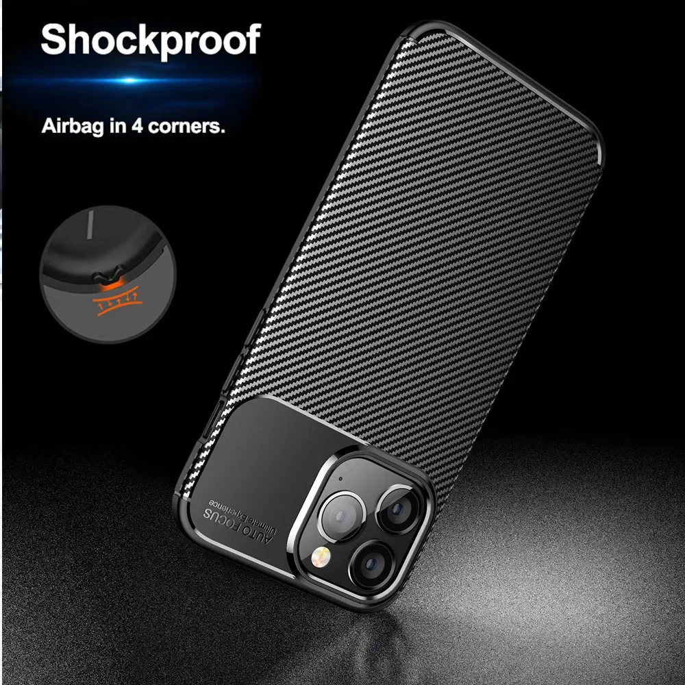 For Apple iPhone 16 Pro Max Case Carbon Fiber Back Cover iPhone16 Plus 16Pro 16ProMax Camera Protection Bumper Soft Phone Fundas