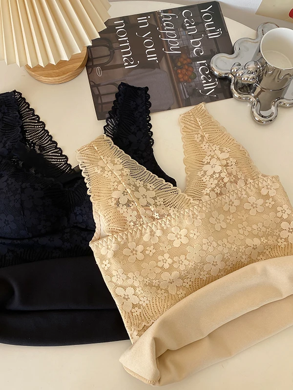 Cseta Térmica de Veludo Quente para Outono e Inverno, Lingerie Fena de Tamanho ande, Sem Sutiã, Cseta Base E