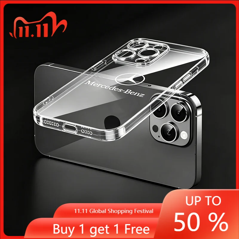 

Silicone Clear Cover Phone Case For iPhone 11 12 13 Mini Pro Max XR X XS SE 7 8 Plus Stickers For Mercedes Benz Vito W638 W639