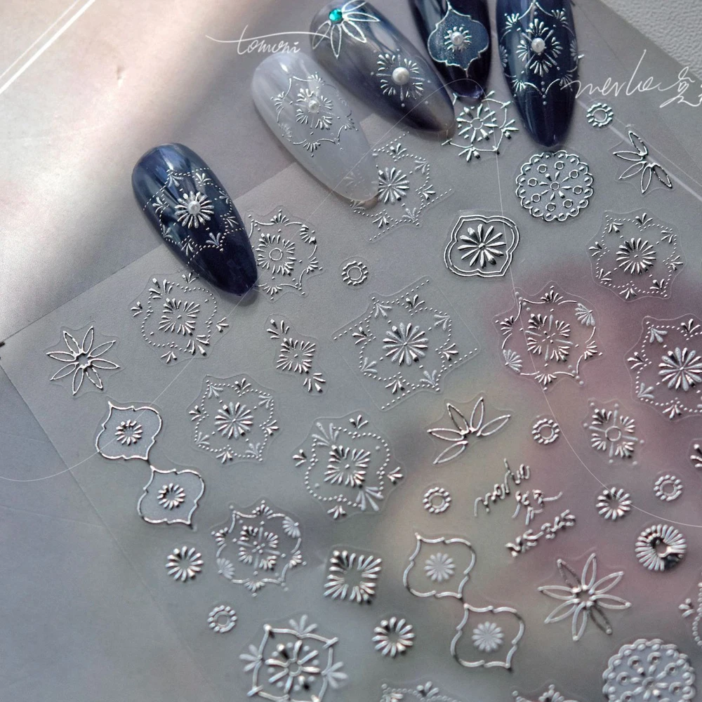 Bohemian 5D Nail Art Sticker Colorful Gold Stars Crescent Moon Tribal Totem Pattern Self Adhesive Decoration Manicure Decal DIY