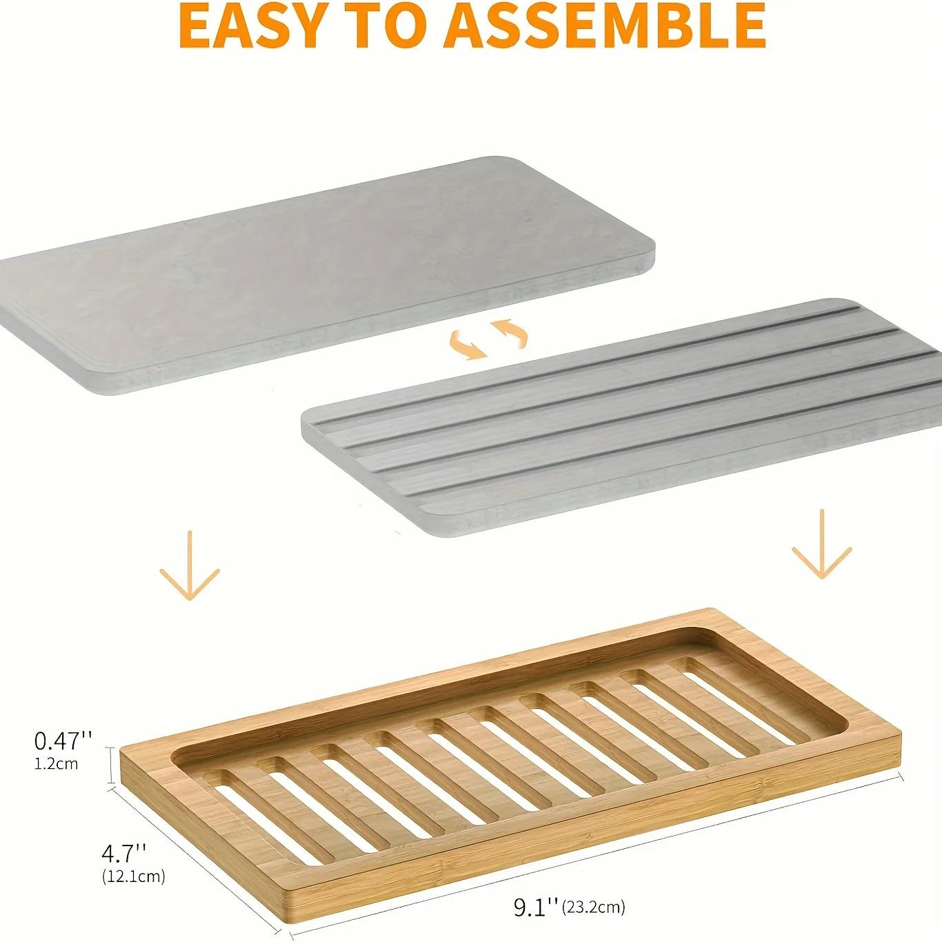 Suction Cup Sink Caddy Organizer, Quick-Drying Stone Soap Dispenser Tray with Drainage Holes, Multifunctional Drain Rack