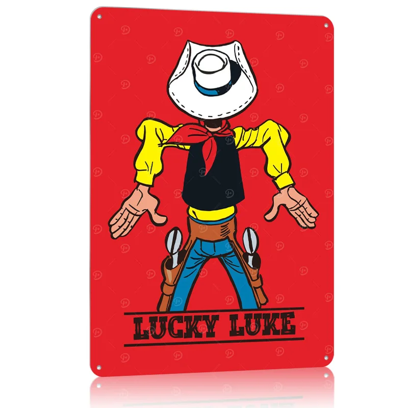 لاكي لوك كاوبوي كاريكاتير طباعة ملصق معدني ديكور عتيق علامات القصدير المعدنية القابلة للتخصيص لتزيين جدران عناصر ديكور المنزل #3
