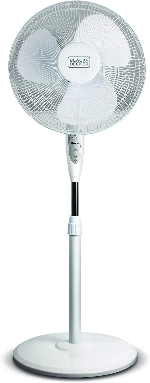 

2024 NEW White 16" Stand Fan with Remote Remote Controlled, Adjustable Height, Timer, Adjustable Tilt, Oscillating