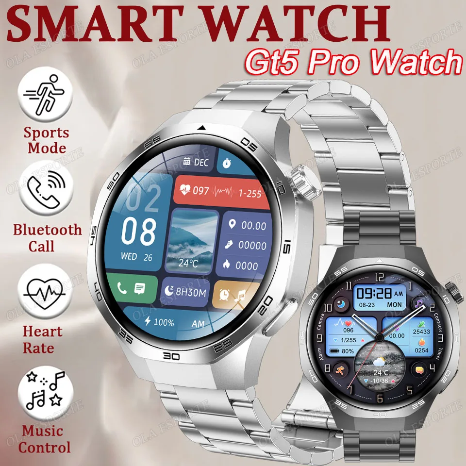 

Новый монитор ЭКГ Смарт-часы Спорт на открытом воздухе Водонепроницаемые часы Сердечный ритм Bluetooth Вызов Артериальное давление/кислород Gt5 Pro Smartwatch