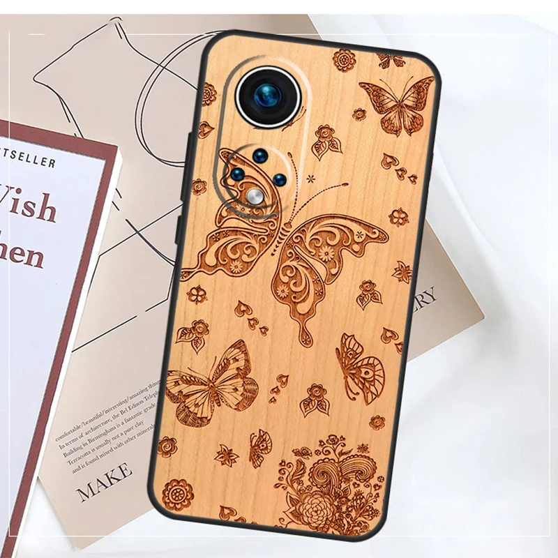 Wolf Bike Butterfly Wood For Honor 90 Lite 50 70 Magic 6 5 Pro Case For Honor X9b X8b X7a X6a X9 X7 X8 X8a X9a Cover