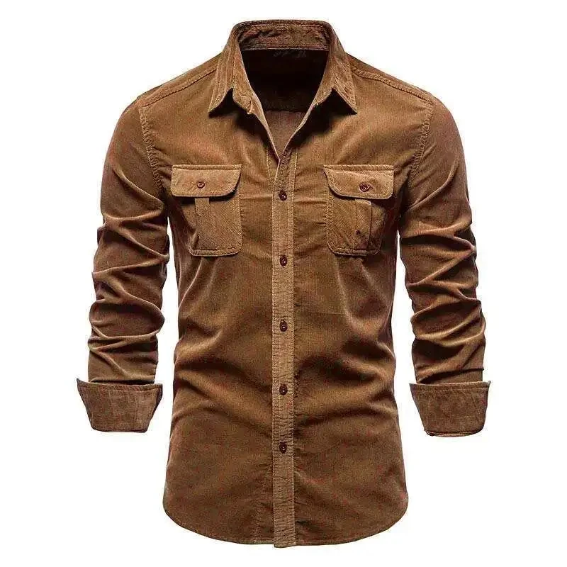 Camicie a maniche lunghe da uomo nuove camicia Casual in cotone camicia di velluto a coste tinta unita di alta qualità abbigliamento di marca camicette maschili giacca camicia