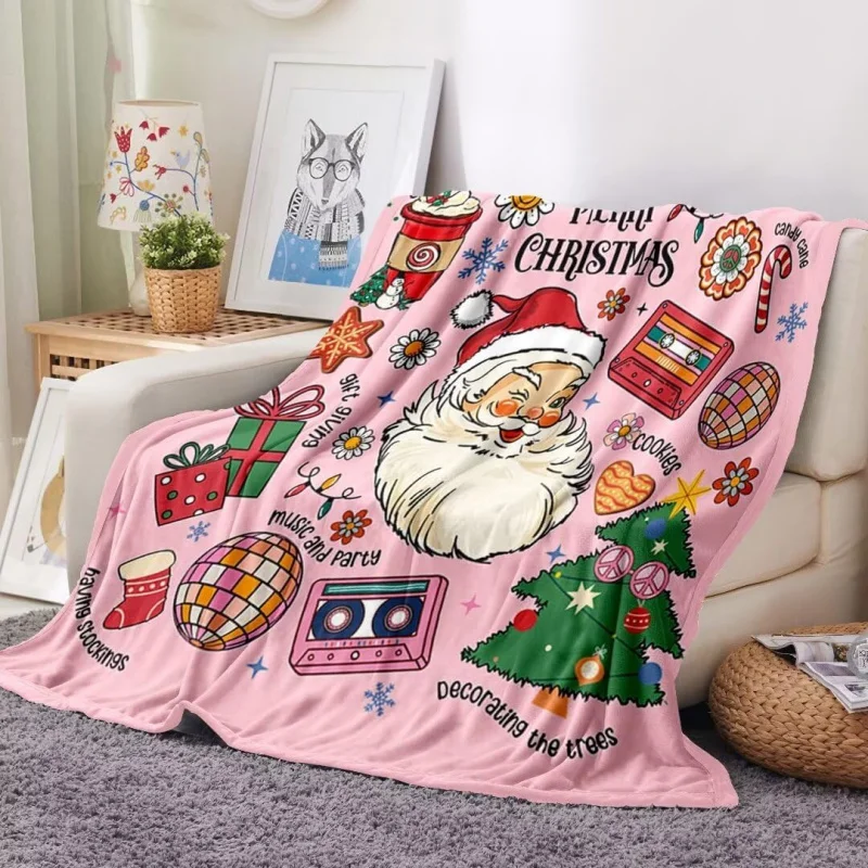 

Pink Christmas blanketsoft flannelpink Christmas tree bed blanketsofa bedbedroom decoration blanket