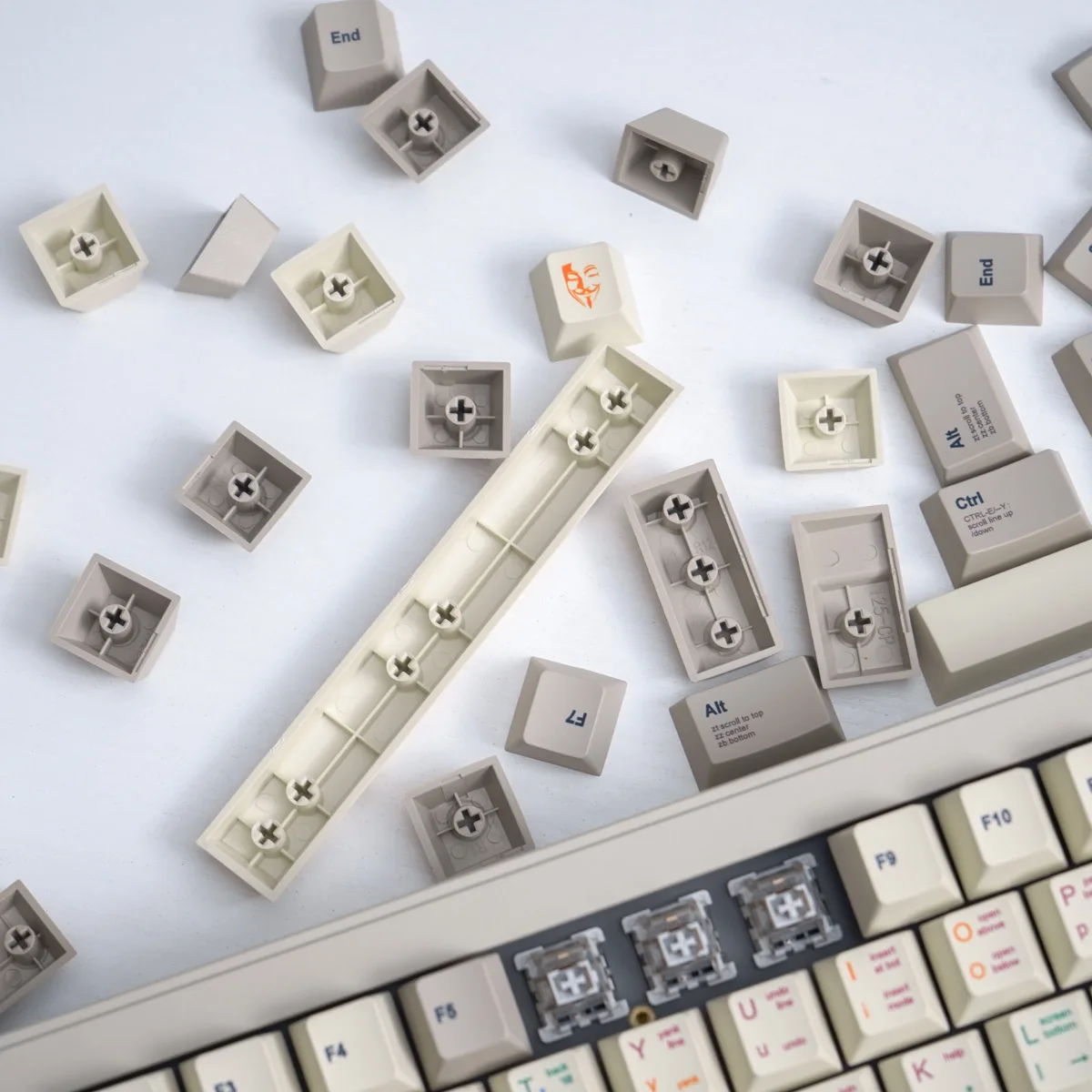 Retro Theme Keycap Set 143-key PBT Double Shot Cherry profile Keycaps for MX Switch 68/97/108 ANIS Layout Mechanical Keyboards