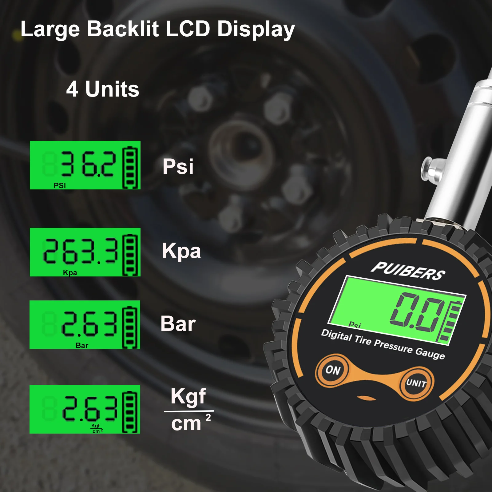 Heavy Duty Tire Pressure Gauge Digital ATsafepro Truck Tire Gauge 200 PSI with Dual Head Chuck and Backlight LCD Display