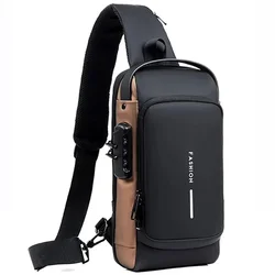 Herren Multifunktions-Anti-Diebstahl-USB-Umhängetasche Mann Cross body Cross Body Travel Sling Brusttaschen Pack Messenger Pack für Männer