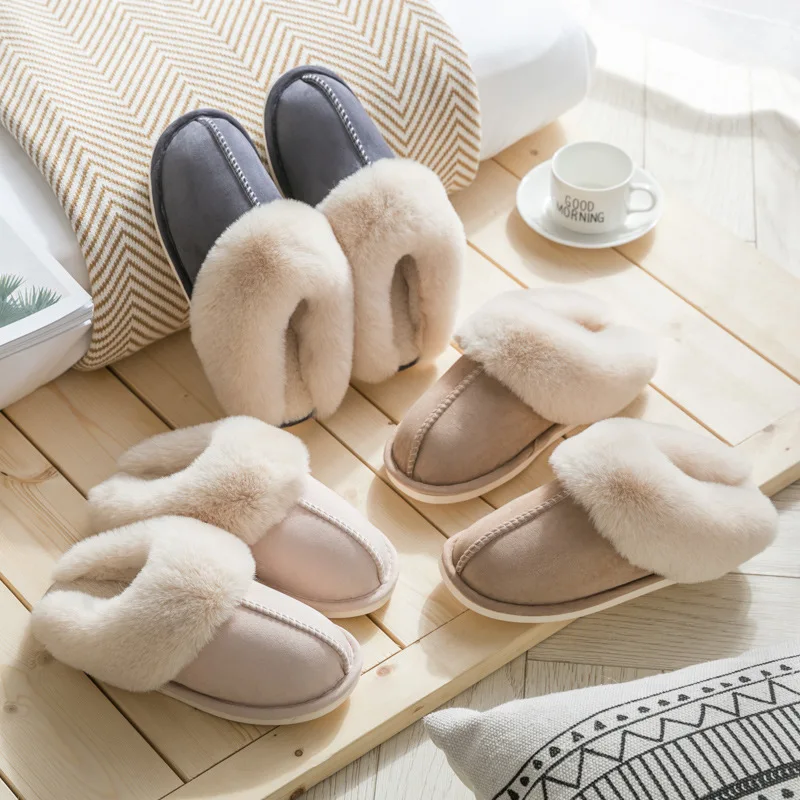 Big Size 45 Winter Footwear Women Plush Slippers Indoor Home Non Slip House Shoes Warm Men Slippers Cotton Slippers