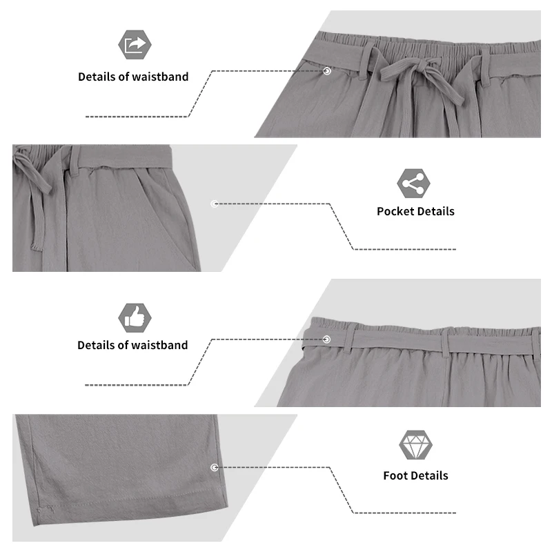 Herrenhose aus atmungsaktivem Leinen mit geradem Bein und elastischem Bund, lässige Urlaubshose für den Strand. – Detail 32
