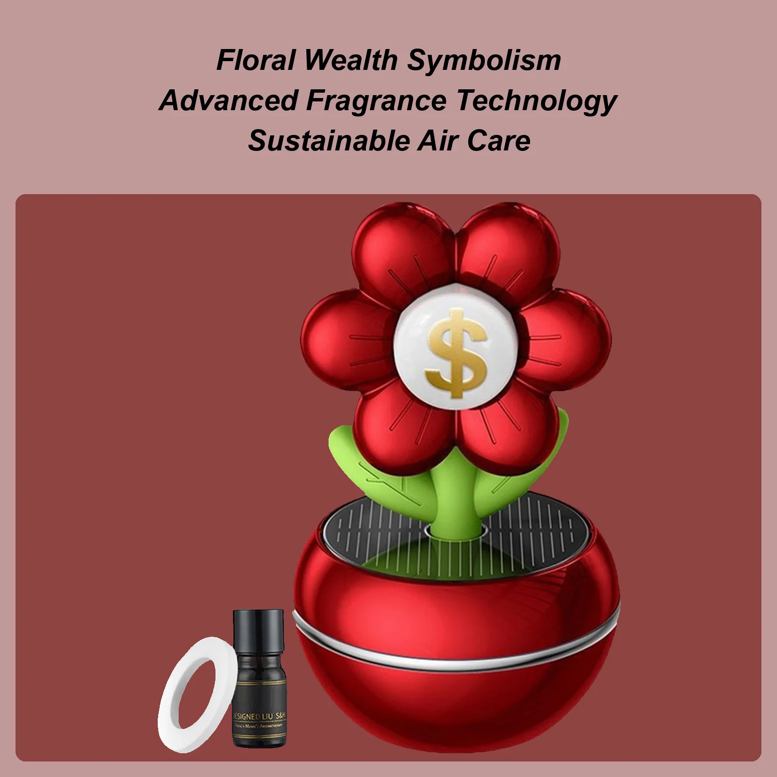 

Car Solar Air Freshener Solar Powered Car Aromatherapy Diffuser Flower Design 360 Degree Rotation Aromatherapy Air Purifier