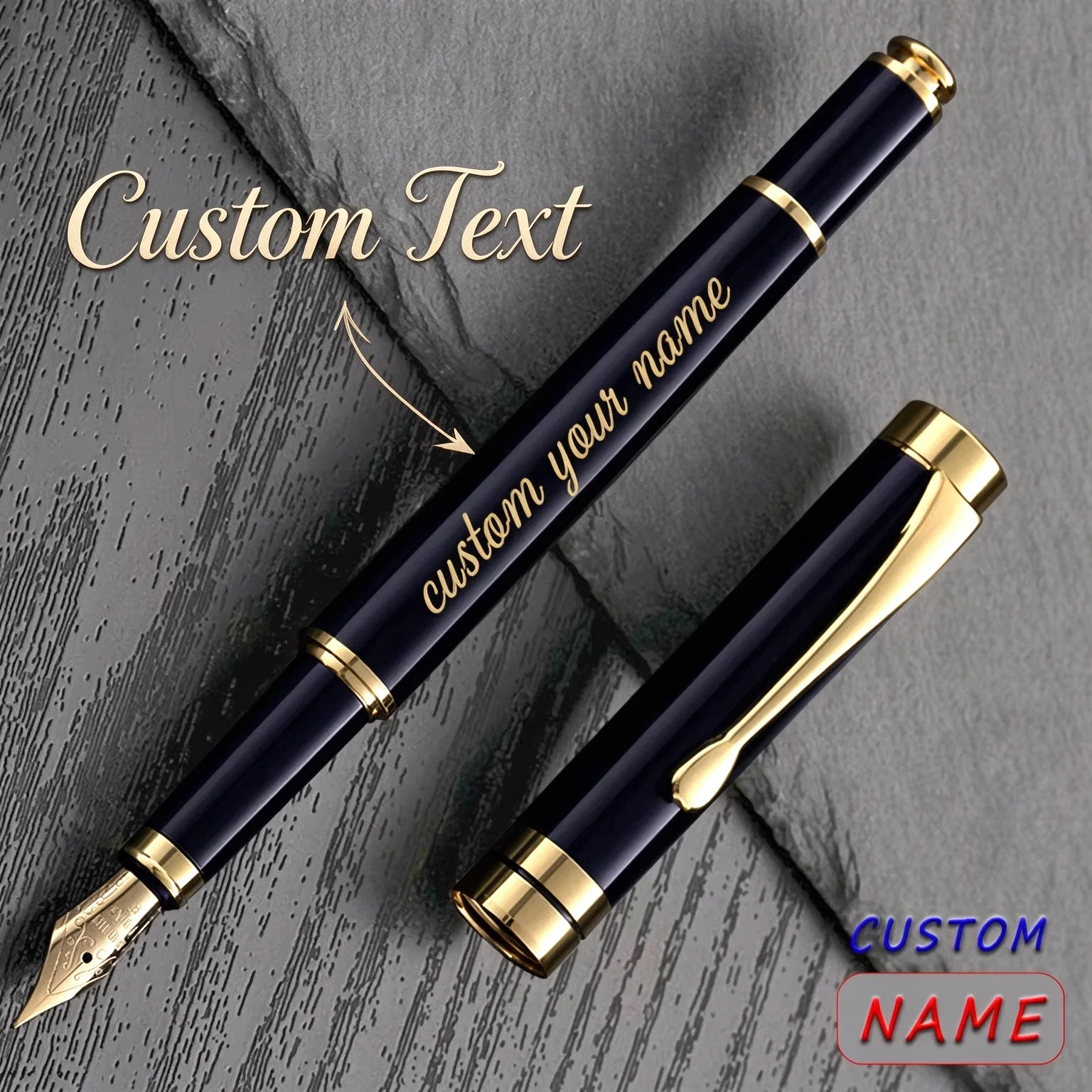 Customization Text  Metal Fountain Pen Gift School Supplies Stationery Men Luxury High Quality Writing Office
