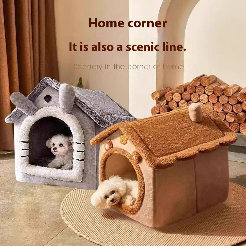 

All-Season Cat Bed - Winter Warm Enclosed Safe Sleeping Nest for Cats & Small Dogs, Portable Escape House