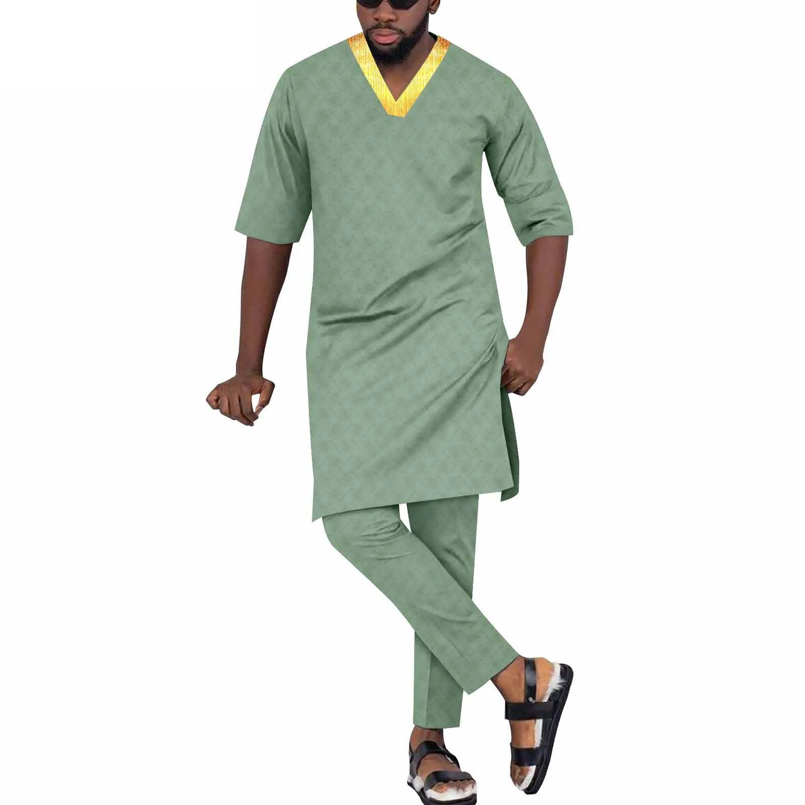 

African Clothing for Gentleman Tracksuit Dashiki Men's Clothing Social Suit for Man Blouse and Pant Two-piece Suits for Men