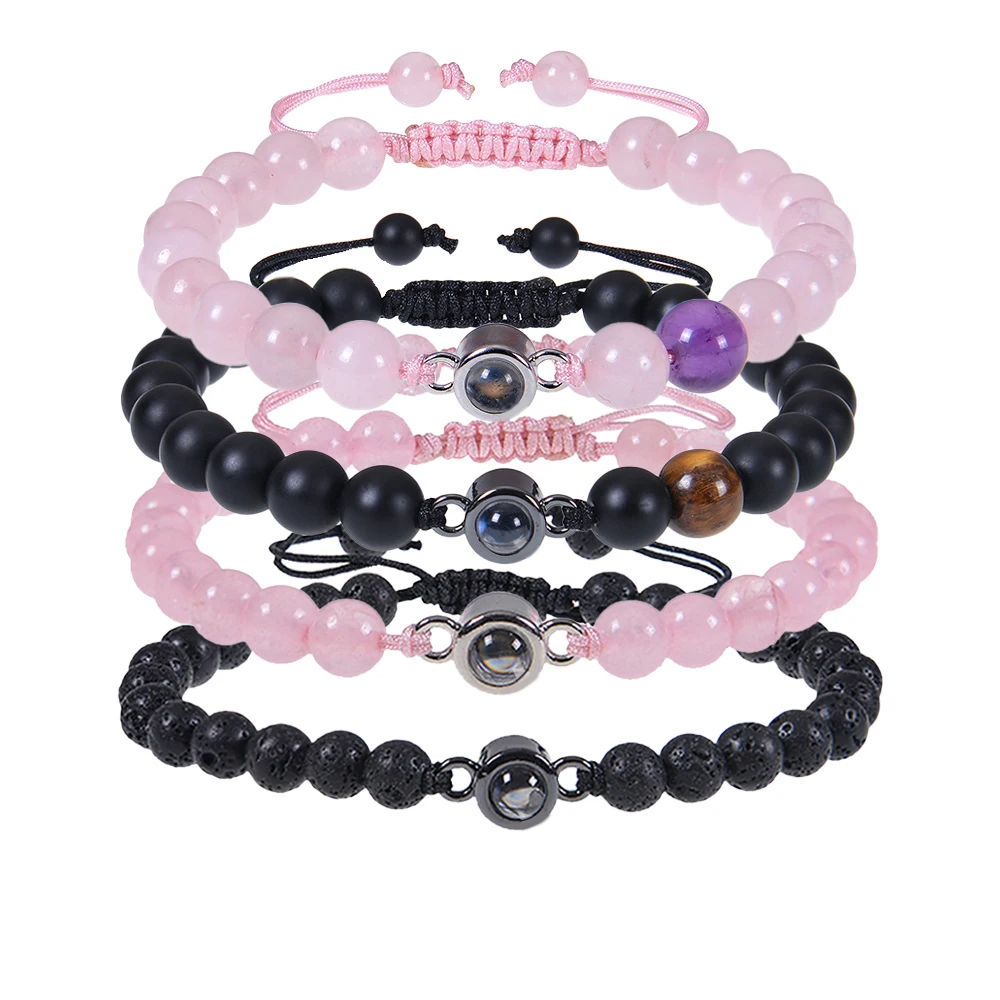 

Stone Beaded Photo Bracelets For Women Hnadmade Colorful Stone Image Personized Bangle Jewelry