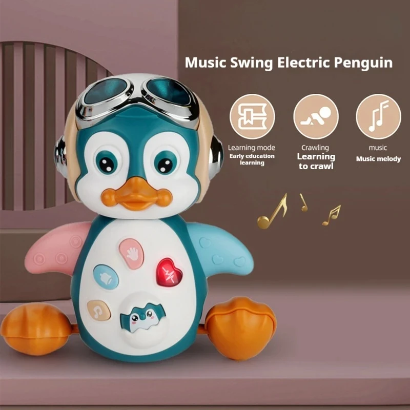 Interactive Walking Penguin Toy, Dancing Musical Baby Toy with LED Lights, Encourages Crawling Learning for Toddlers Infant Kids