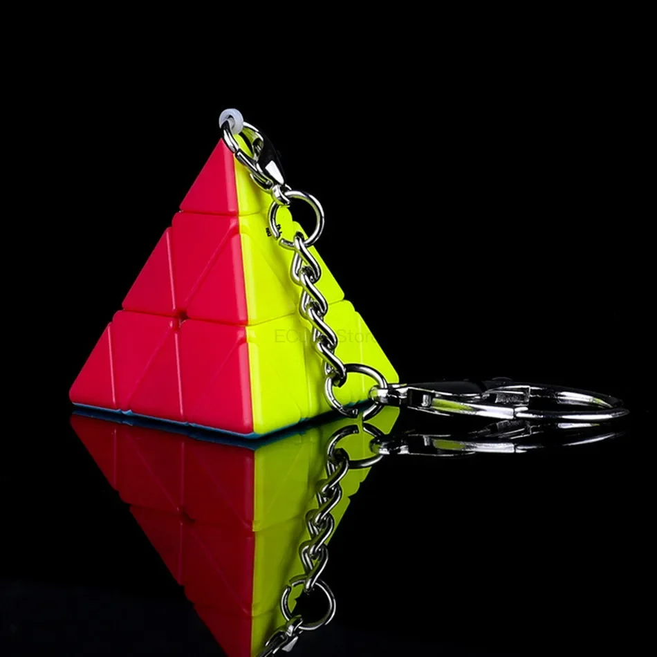 [ECube] QiYi Mini Keychain MoFangGe Ivy pyraminx 2x2 3x3 gear Magic Cube puzzle  Pendant Chain cubo magico Toys Children