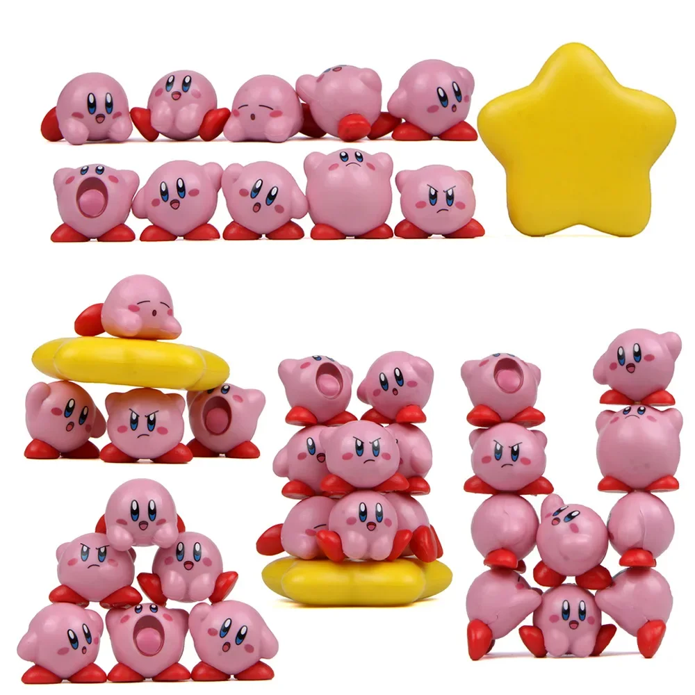 Minifiguras DE ACCIÓN Kirby para niños, juguetes de Anime Kawaii, Colección apilable, modelo de PVC, regalos de Navidad para niños, 11 piezas por