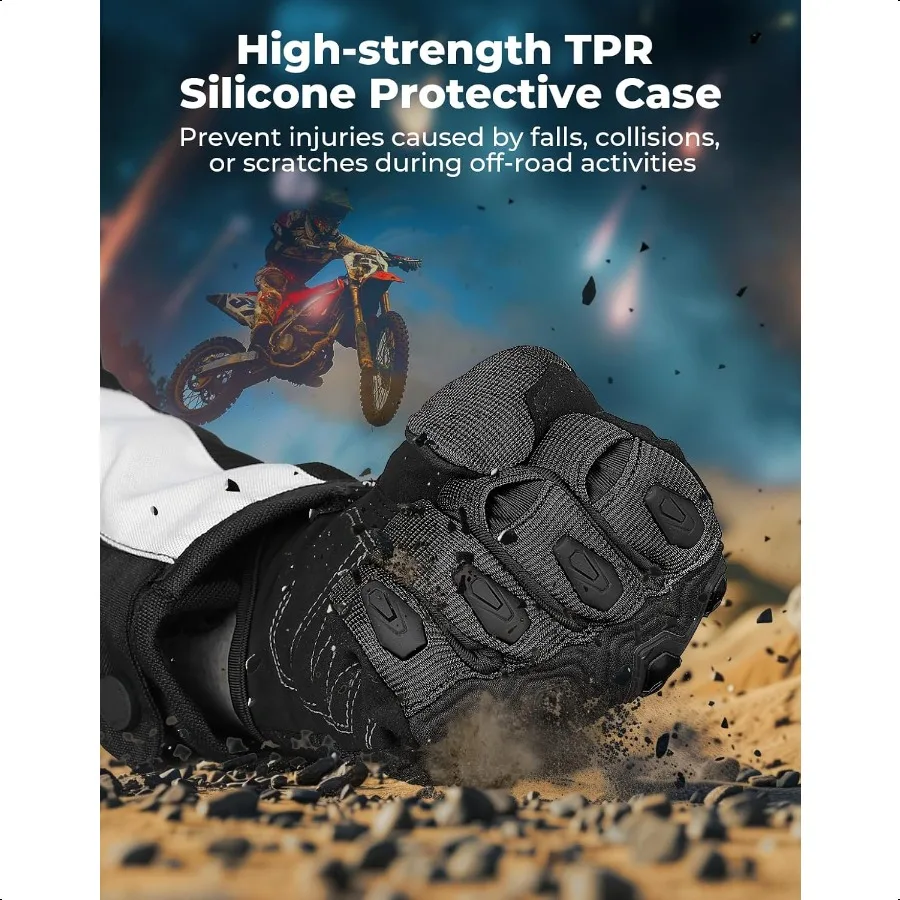 ถุงมือมอเตอร์ไซค์สำหรับผู้ชาย ถุงมือขี่มอเตอร์ไซค์แบบสัมผัสหน้าจอ พร้อมซิลิโคนป้องกัน สำหรับกีฬากลางแจ้ง ขับขี่บนถนนและนอกถนน มอเตอร์ครอส