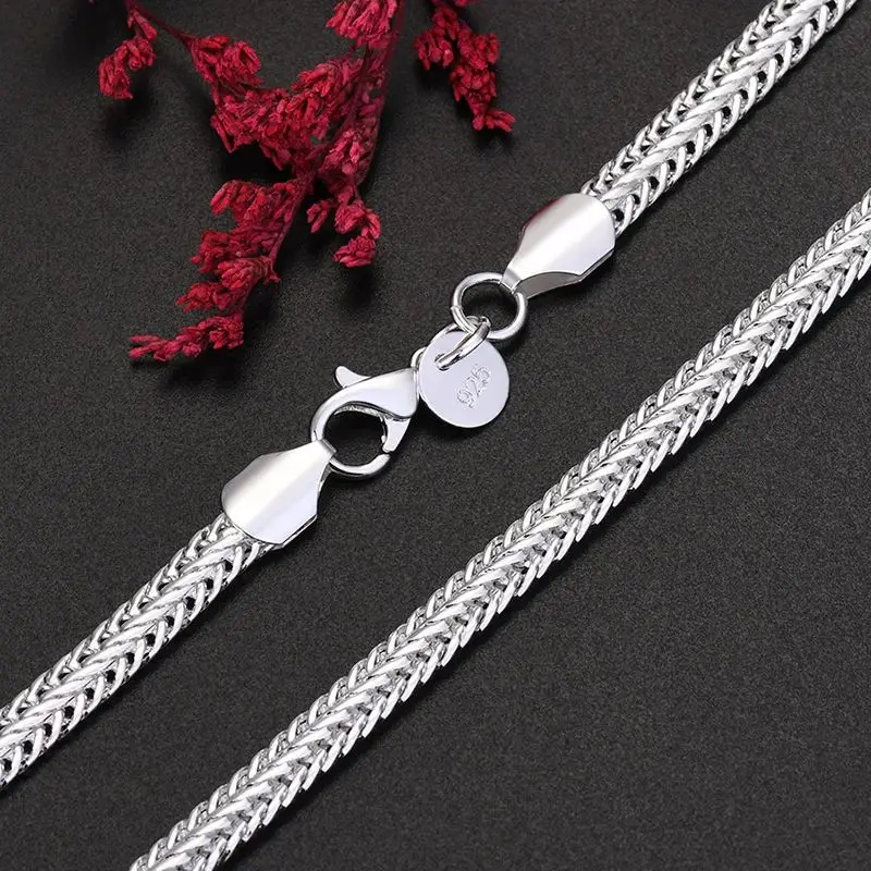 

925 Sterling Silver Trendy Chain Necklace For Women Men Lady Jewelry Designer Wedding Engagement Gifts 50cm 20inch