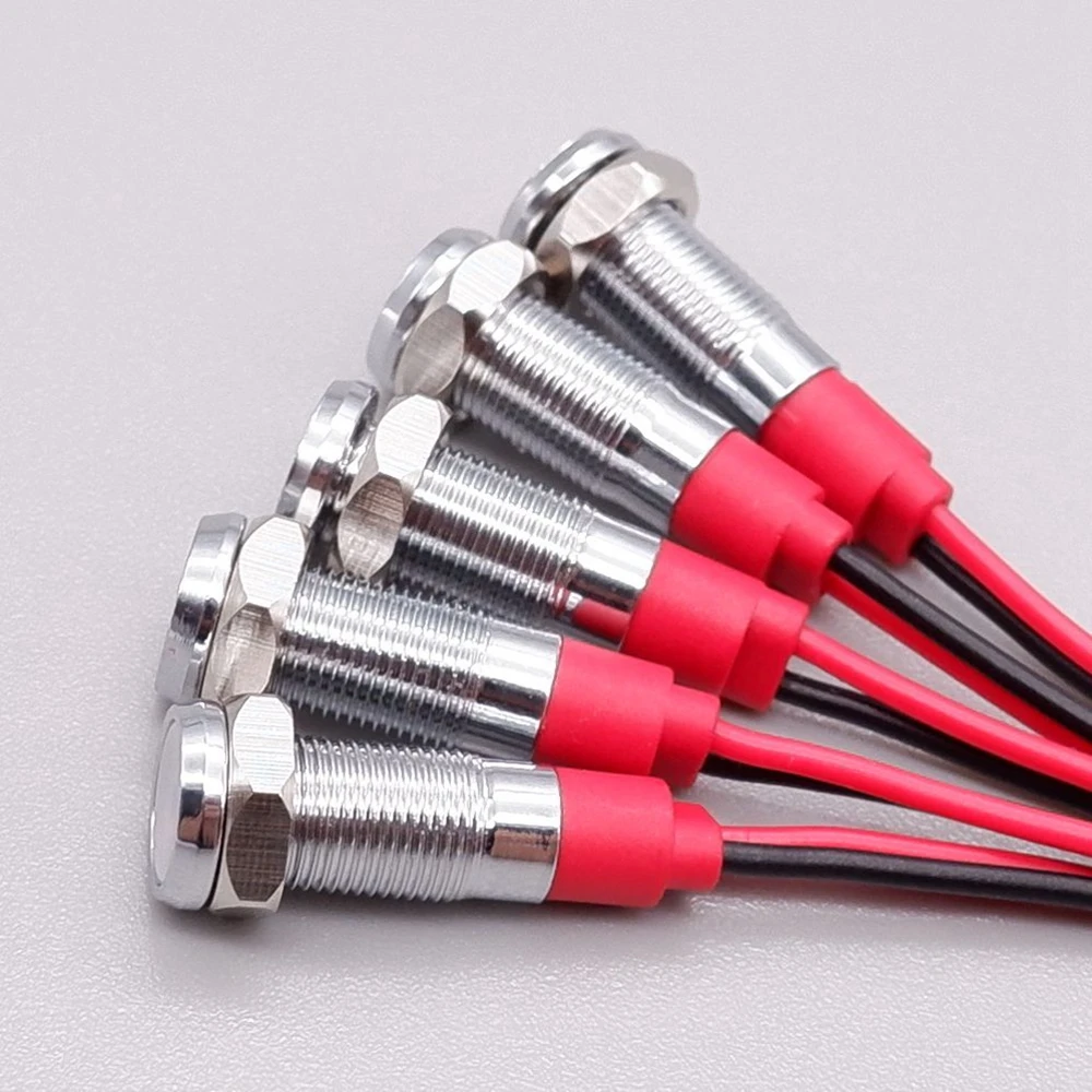 6mm Metal Power Indicator LED Signal Light Mini Indicator Light 3v 6v 12v 24v 110v 220v Red Orange Green Blue White