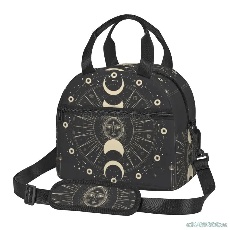 Moon Star Mystic Sun Astrology Tarot Goth Insulated Lunch Bag Thermal Lunch Box Cooler Tote for Adults Kids Work School Picnic